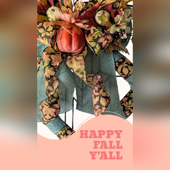 Beautiful Burlap Square Autumn Wreath - Picture 2 of 14